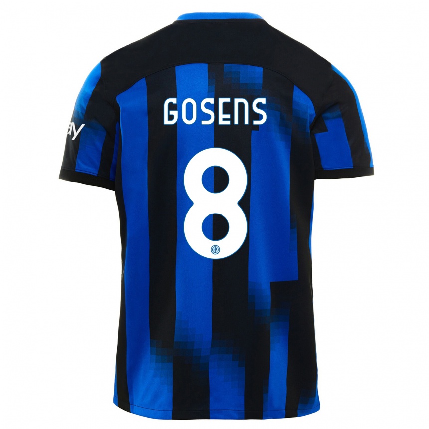 Damen Fußball Robin Gosens #8 Schwarz Blau Heimtrikot Trikot 2023/24 T-Shirt Luxemburg