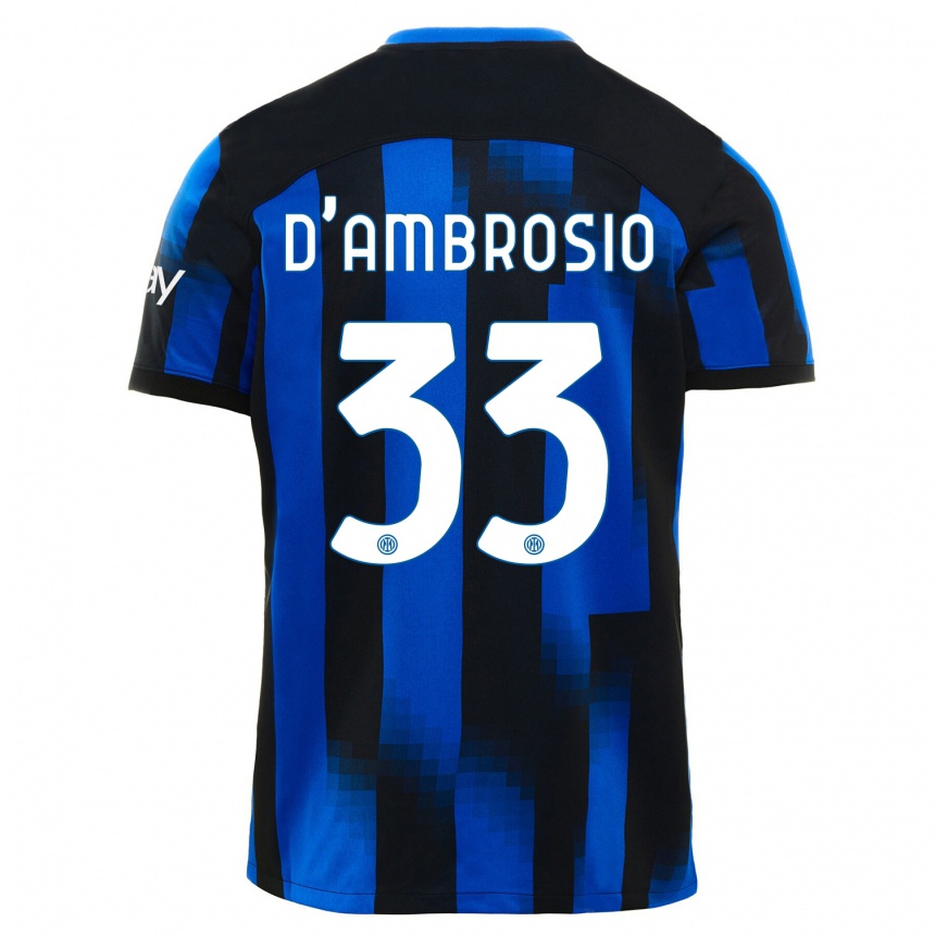 Damen Fußball Danilo D'ambrosio #33 Schwarz Blau Heimtrikot Trikot 2023/24 T-Shirt Luxemburg