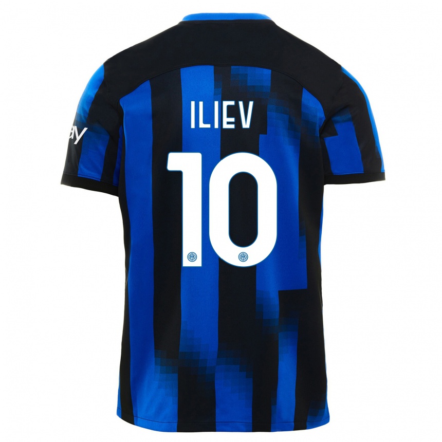 Damen Fußball Nikola Iliev #10 Schwarz Blau Heimtrikot Trikot 2023/24 T-Shirt Luxemburg