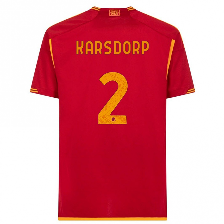Damen Fußball Rick Karsdorp #2 Rot Heimtrikot Trikot 2023/24 T-Shirt Luxemburg