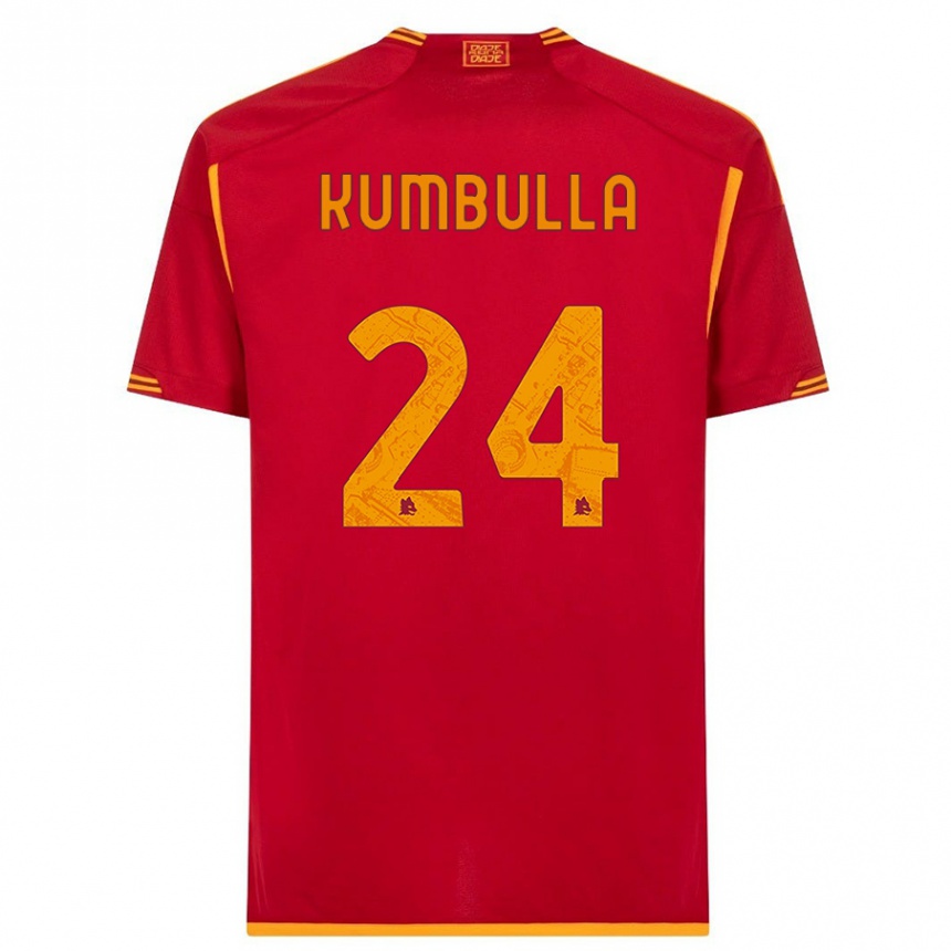 Damen Fußball Marash Kumbulla #24 Rot Heimtrikot Trikot 2023/24 T-Shirt Luxemburg