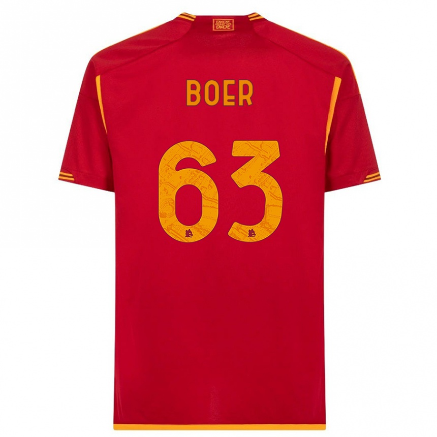 Damen Fußball Pietro Boer #63 Rot Heimtrikot Trikot 2023/24 T-Shirt Luxemburg