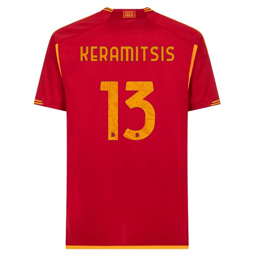 Damen Fußball Dimitrios Keramitsis #13 Rot Heimtrikot Trikot 2023/24 T-Shirt Luxemburg