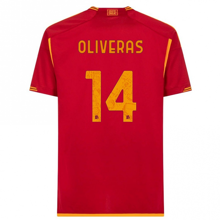 Damen Fußball Jan Oliveras #14 Rot Heimtrikot Trikot 2023/24 T-Shirt Luxemburg