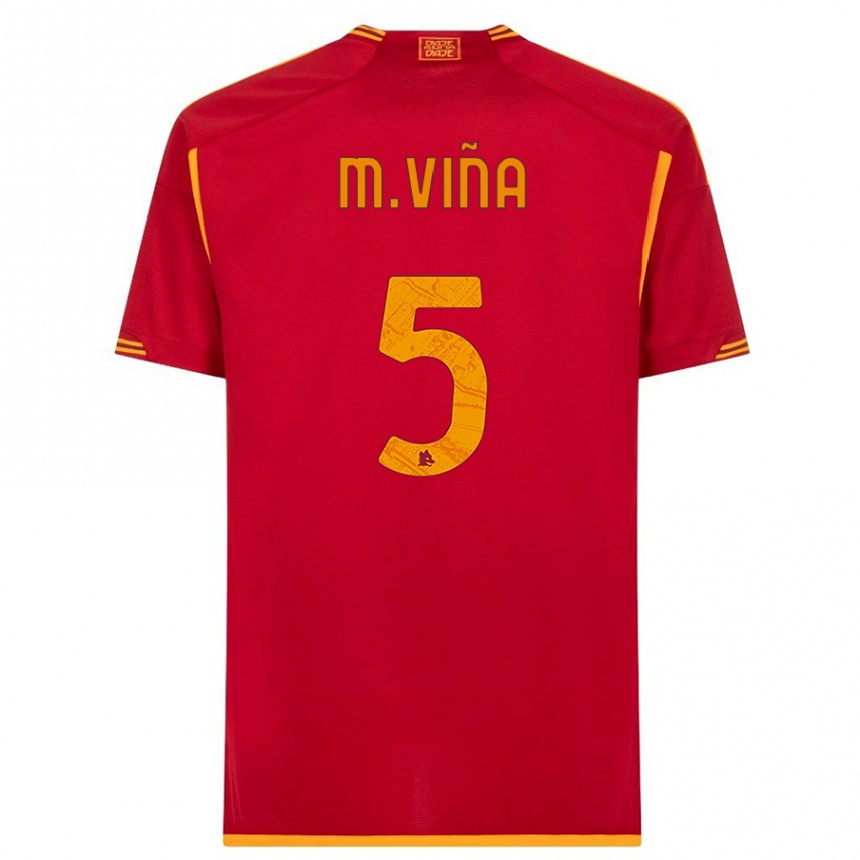 Damen Fußball Matias Vina #5 Rot Heimtrikot Trikot 2023/24 T-Shirt Luxemburg