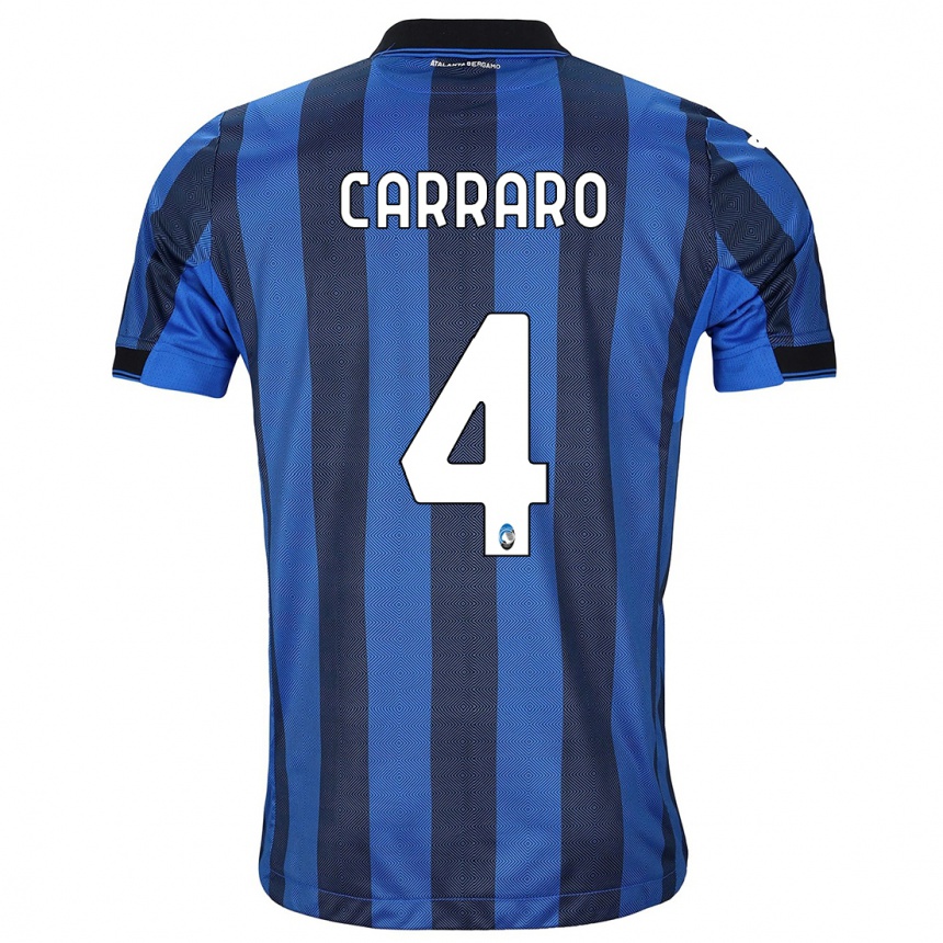 Damen Fußball Marco Carraro #4 Schwarz Blau Heimtrikot Trikot 2023/24 T-Shirt Luxemburg