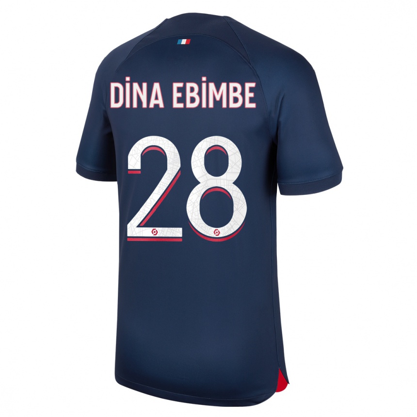 Damen Fußball Eric Junior Dina Ebimbe #28 Blau Rot Heimtrikot Trikot 2023/24 T-Shirt Luxemburg