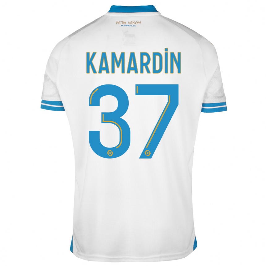 Damen Fußball Aaron Kamardin #37 Weiß Heimtrikot Trikot 2023/24 T-Shirt Luxemburg