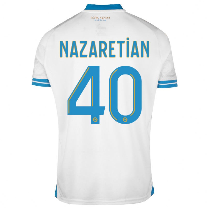 Damen Fußball Manuel Nazaretian #40 Weiß Heimtrikot Trikot 2023/24 T-Shirt Luxemburg