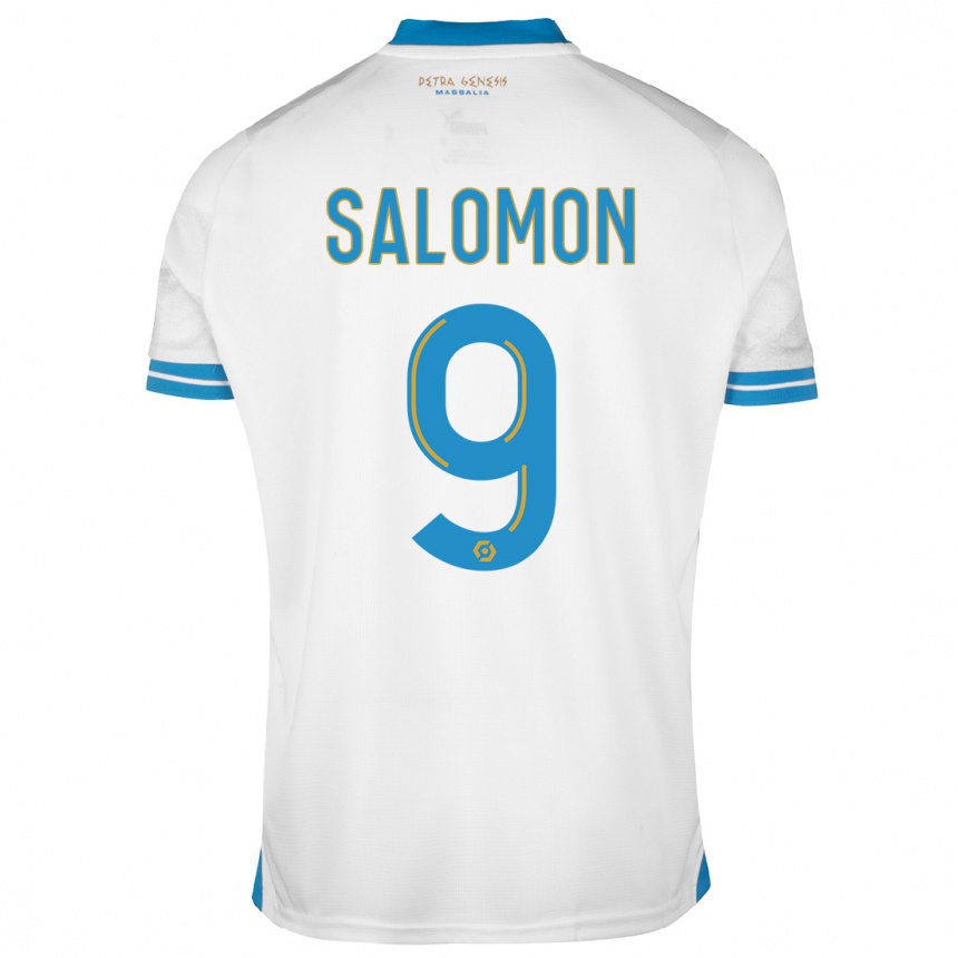 Damen Fußball Maeva Salomon #9 Weiß Heimtrikot Trikot 2023/24 T-Shirt Luxemburg