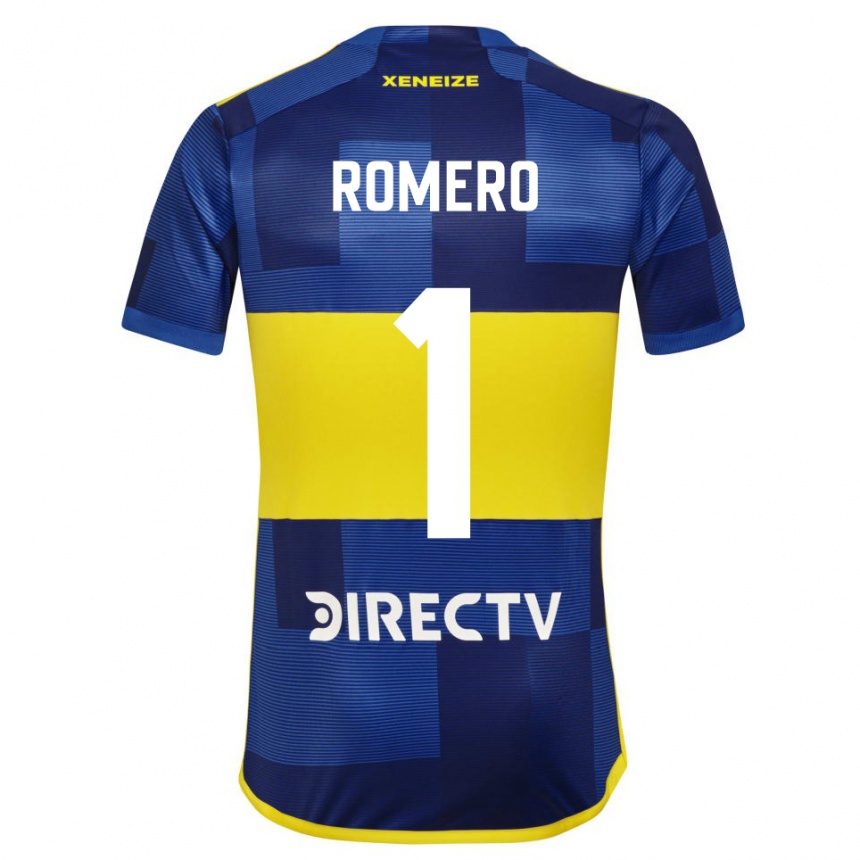 Damen Fußball Sergio Romero #1 Dunkelblau Gelb Heimtrikot Trikot 2023/24 T-Shirt Luxemburg