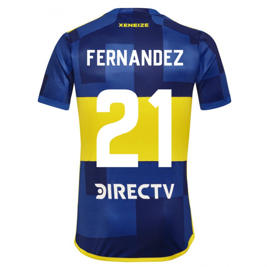Damen Fußball Ezequiel Fernández #21 Dunkelblau Gelb Heimtrikot Trikot 2023/24 T-Shirt Luxemburg