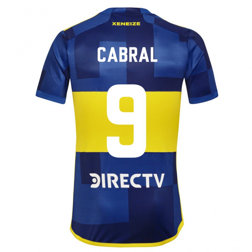 Damen Fußball Bruno Cabral #9 Dunkelblau Gelb Heimtrikot Trikot 2023/24 T-Shirt Luxemburg