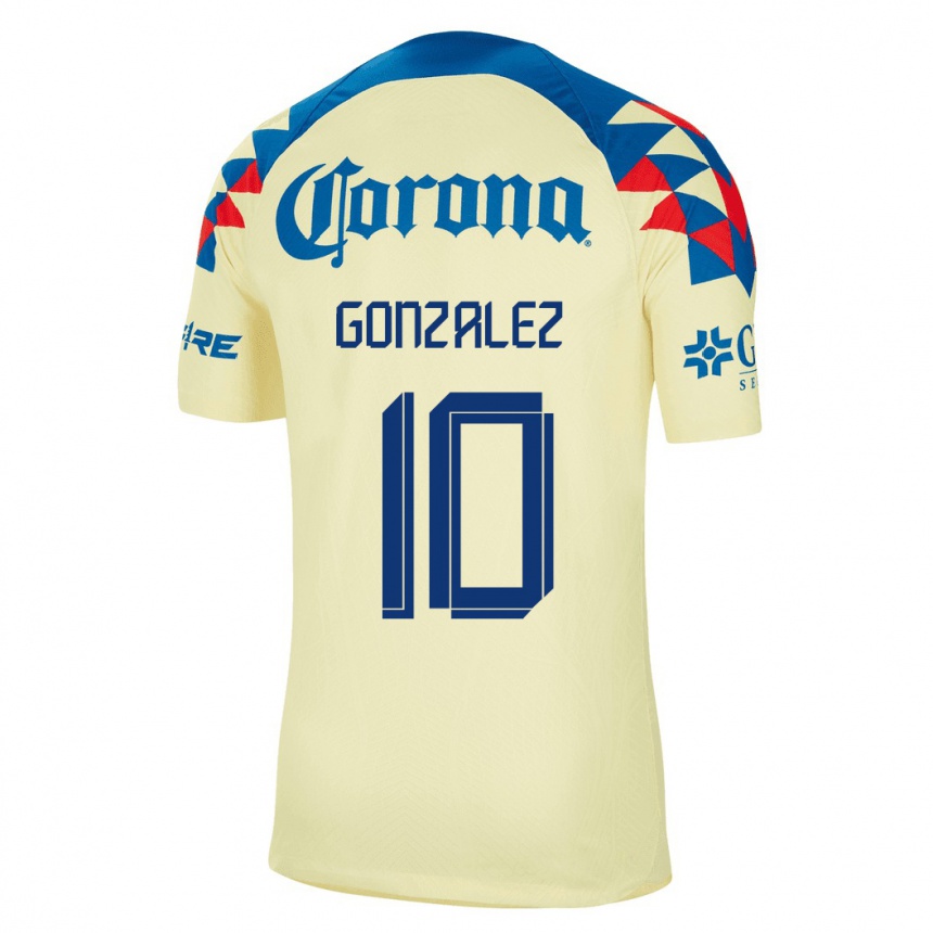 Damen Fußball Alison Gonzalez #10 Gelb Heimtrikot Trikot 2023/24 T-Shirt Luxemburg