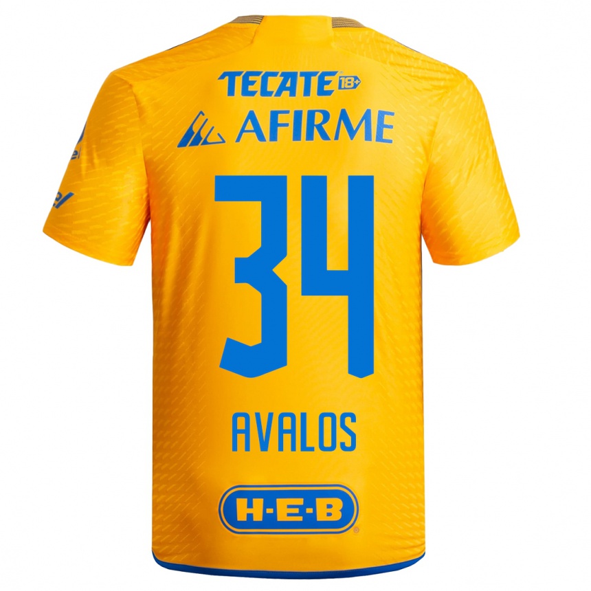 Damen Fußball Erick Avalos #34 Gelb Heimtrikot Trikot 2023/24 T-Shirt Luxemburg