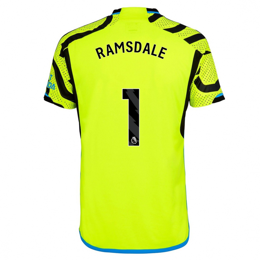 Damen Fußball Aaron Ramsdale #1 Gelb Auswärtstrikot Trikot 2023/24 T-Shirt Luxemburg