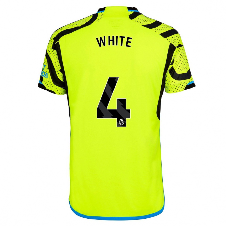 Damen Fußball Ben White #4 Gelb Auswärtstrikot Trikot 2023/24 T-Shirt Luxemburg