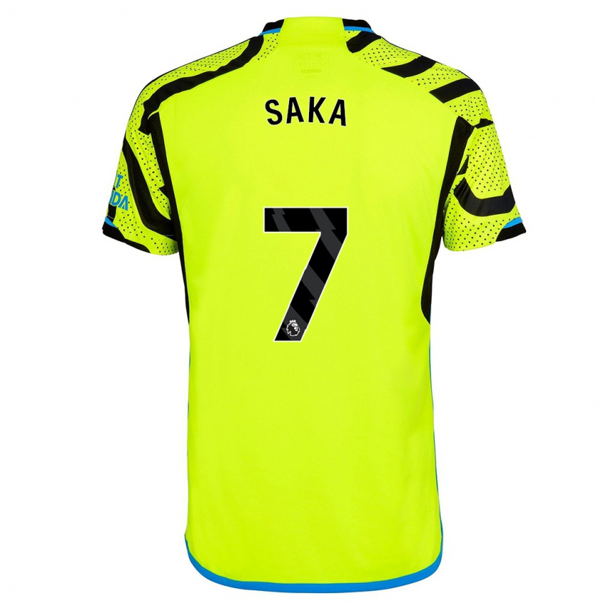 Damen Fußball Bukayo Saka #7 Gelb Auswärtstrikot Trikot 2023/24 T-Shirt Luxemburg