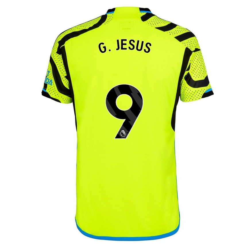 Damen Fußball Gabriel Jesus #9 Gelb Auswärtstrikot Trikot 2023/24 T-Shirt Luxemburg