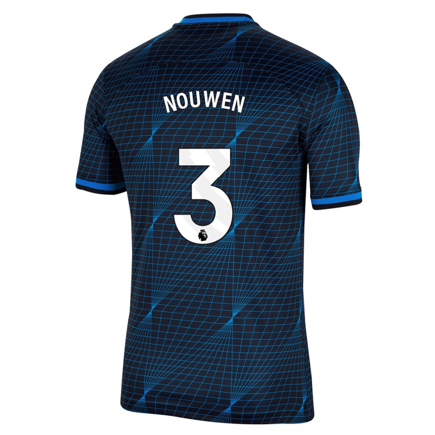 Damen Fußball Aniek Nouwen #3 Dunkelblau Auswärtstrikot Trikot 2023/24 T-Shirt Luxemburg