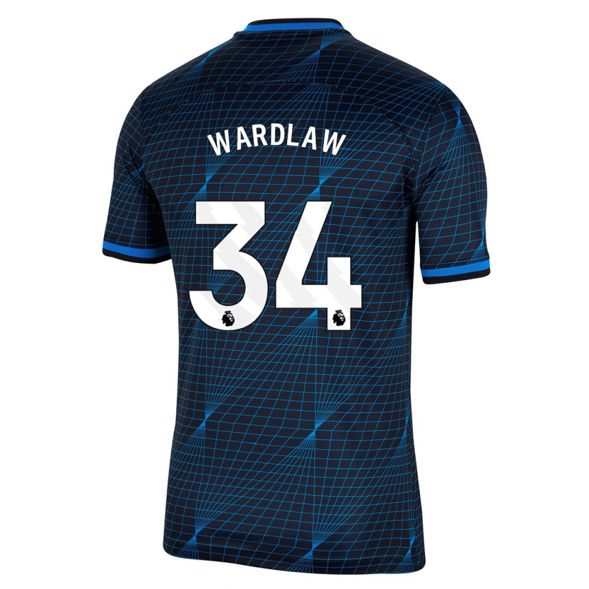 Damen Fußball Charlotte Wardlaw #34 Dunkelblau Auswärtstrikot Trikot 2023/24 T-Shirt Luxemburg