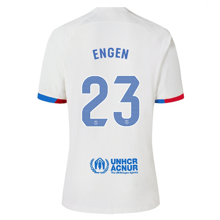 Damen Fußball Ingrid Engen #23 Weiß Auswärtstrikot Trikot 2023/24 T-Shirt Luxemburg
