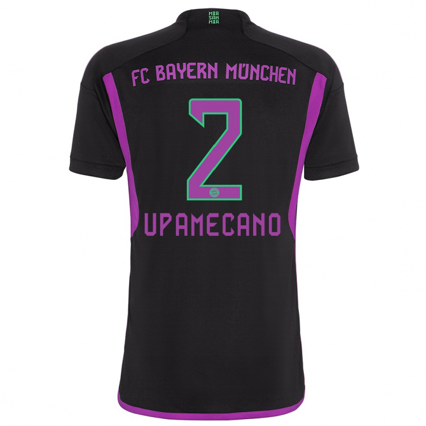 Damen Fußball Dayot Upamecano #2 Schwarz Auswärtstrikot Trikot 2023/24 T-Shirt Luxemburg
