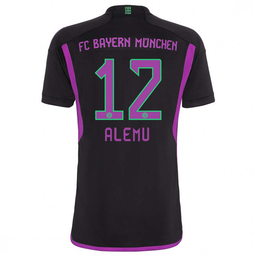 Damen Fußball Liul Alemu #12 Schwarz Auswärtstrikot Trikot 2023/24 T-Shirt Luxemburg