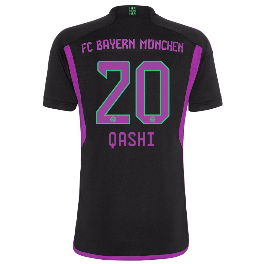 Damen Fußball Yousef Qashi #20 Schwarz Auswärtstrikot Trikot 2023/24 T-Shirt Luxemburg