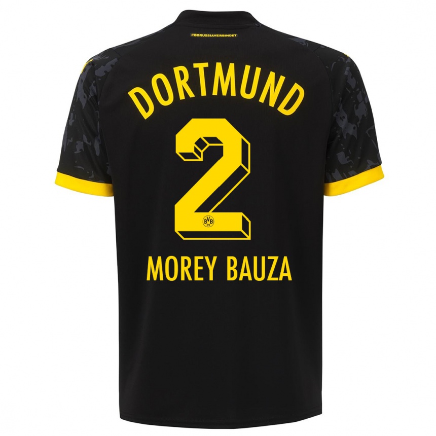 Damen Fußball Mateu Morey Bauza #2 Schwarz Auswärtstrikot Trikot 2023/24 T-Shirt Luxemburg