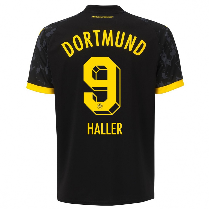 Damen Fußball Sebastien Haller #9 Schwarz Auswärtstrikot Trikot 2023/24 T-Shirt Luxemburg