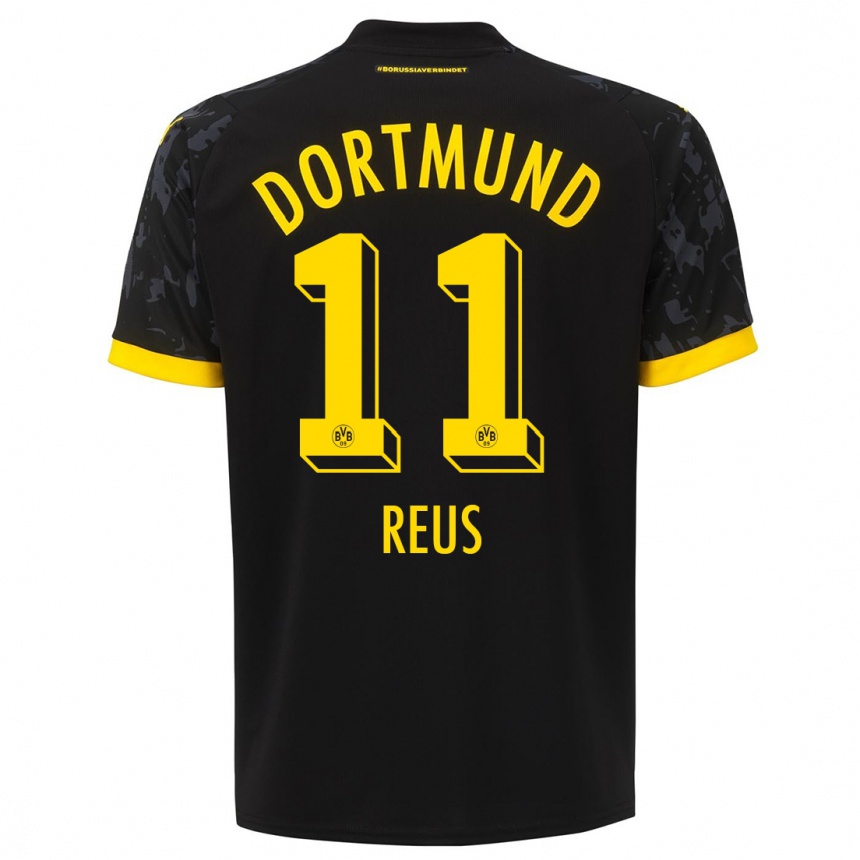 Damen Fußball Marco Reus #11 Schwarz Auswärtstrikot Trikot 2023/24 T-Shirt Luxemburg