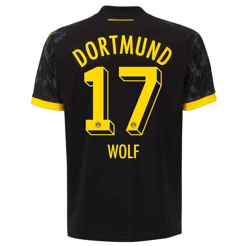 Damen Fußball Marius Wolf #17 Schwarz Auswärtstrikot Trikot 2023/24 T-Shirt Luxemburg