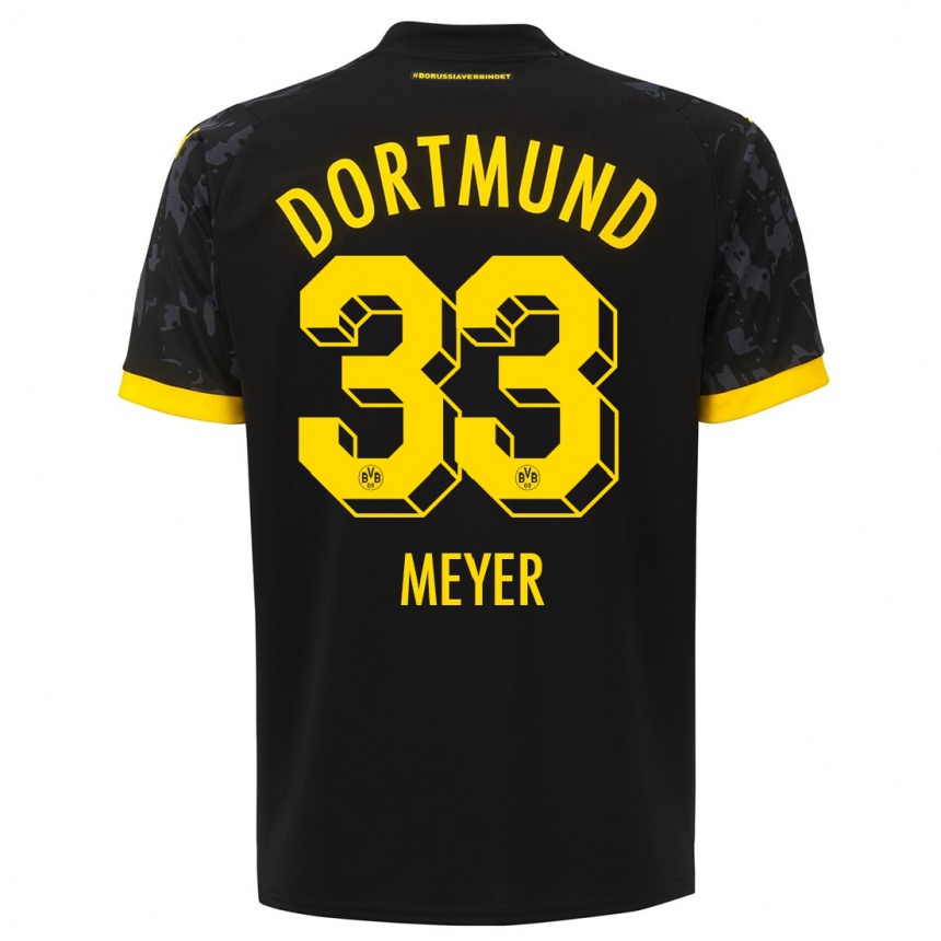 Damen Fußball Alexander Meyer #33 Schwarz Auswärtstrikot Trikot 2023/24 T-Shirt Luxemburg