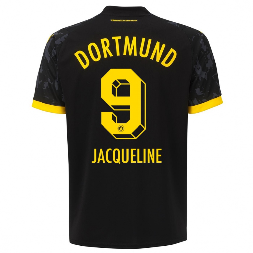 Damen Fußball Moreno Jacqueline #9 Schwarz Auswärtstrikot Trikot 2023/24 T-Shirt Luxemburg