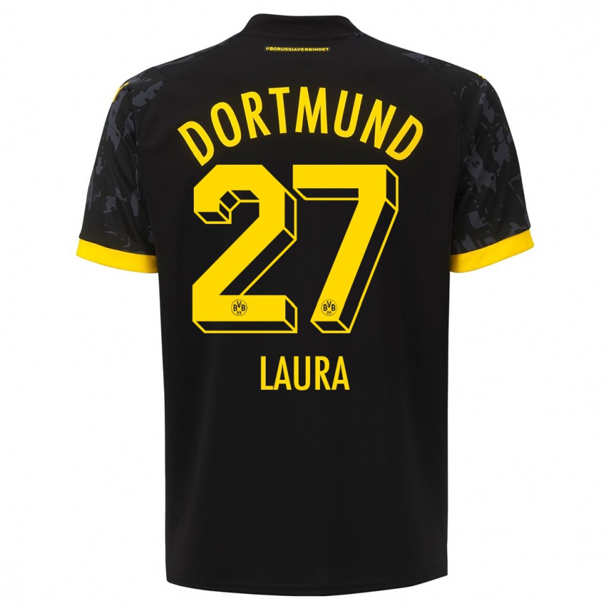 Damen Fußball Van Der Heijden Laura #27 Schwarz Auswärtstrikot Trikot 2023/24 T-Shirt Luxemburg