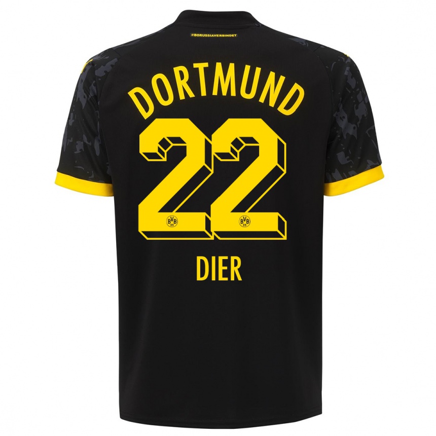 Damen Fußball Henrik Dier #22 Schwarz Auswärtstrikot Trikot 2023/24 T-Shirt Luxemburg