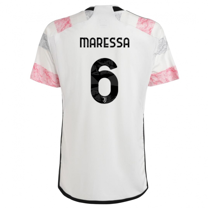 Damen Fußball Tommaso Maressa #6 Weiß Rosa Auswärtstrikot Trikot 2023/24 T-Shirt Luxemburg