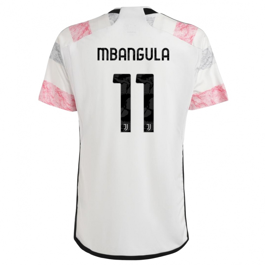 Damen Fußball Samuel Mbangula #11 Weiß Rosa Auswärtstrikot Trikot 2023/24 T-Shirt Luxemburg