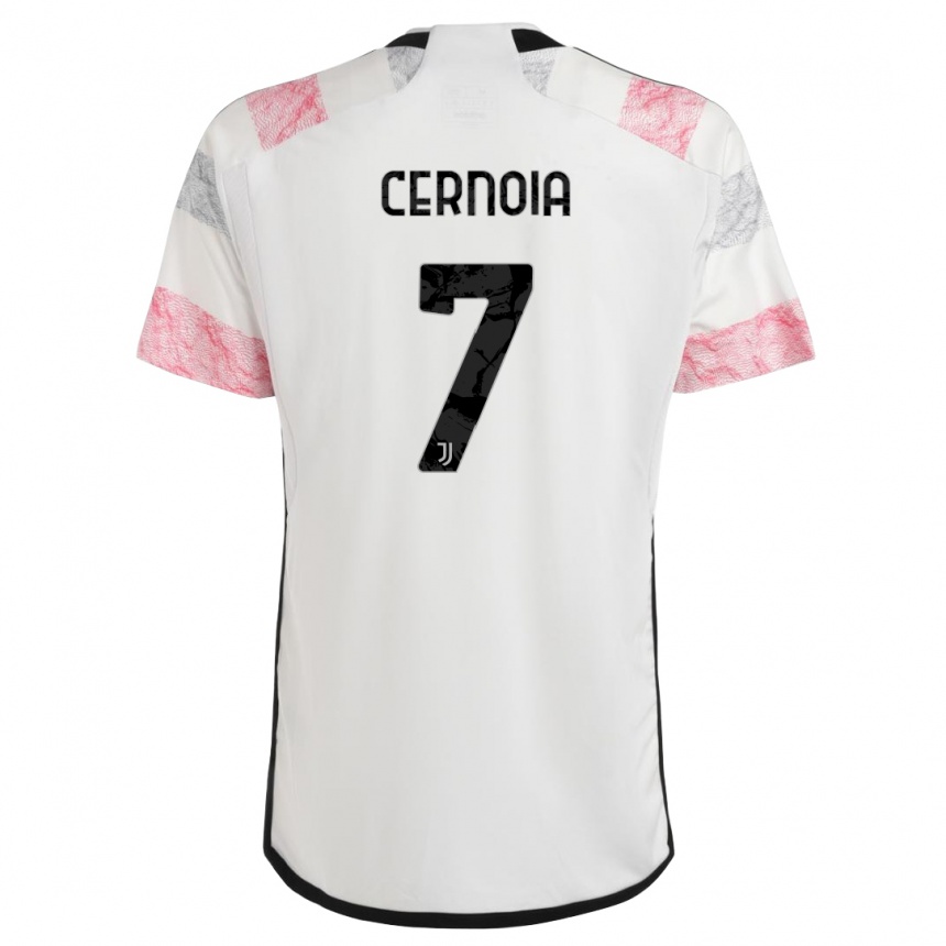 Damen Fußball Valentina Cernoia #7 Weiß Rosa Auswärtstrikot Trikot 2023/24 T-Shirt Luxemburg