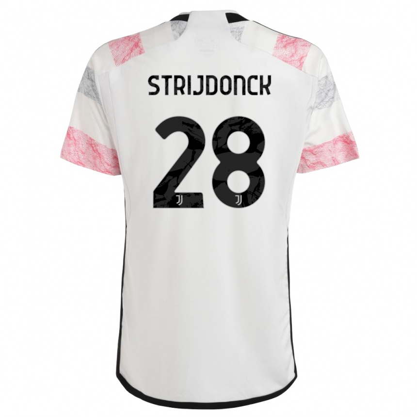 Damen Fußball Bayron Strijdonck #28 Weiß Rosa Auswärtstrikot Trikot 2023/24 T-Shirt Luxemburg