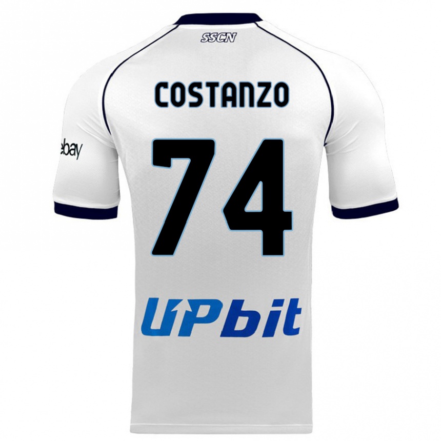 Damen Fußball Davide Costanzo #74 Weiß Auswärtstrikot Trikot 2023/24 T-Shirt Luxemburg