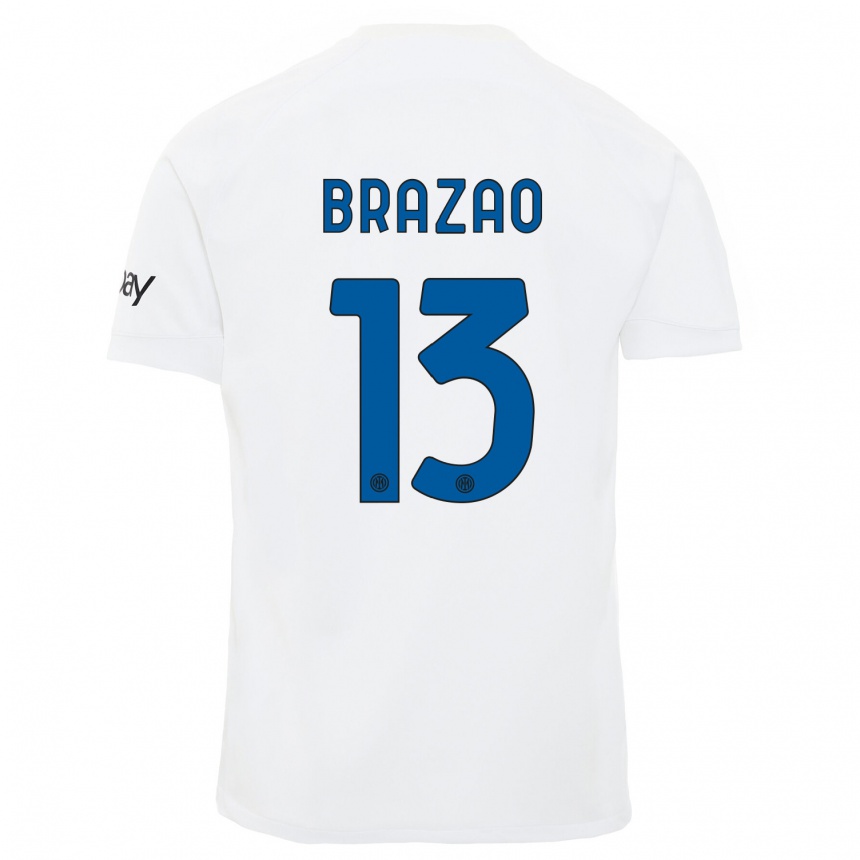 Damen Fußball Gabriel Brazao #13 Weiß Auswärtstrikot Trikot 2023/24 T-Shirt Luxemburg