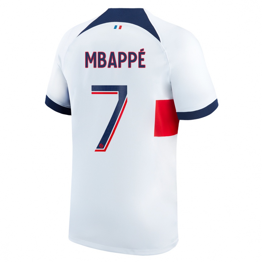 Damen Fußball Kylian Mbappe #7 Weiß Auswärtstrikot Trikot 2023/24 T-Shirt Luxemburg