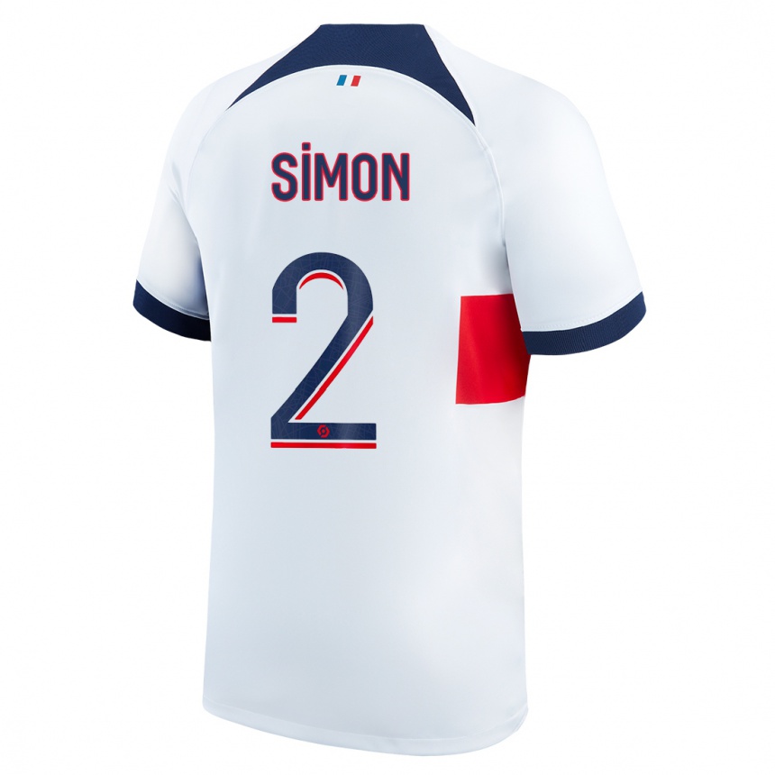 Damen Fußball Benedicte Simon #2 Weiß Auswärtstrikot Trikot 2023/24 T-Shirt Luxemburg