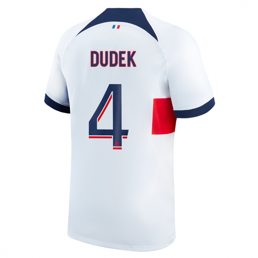 Damen Fußball Paulina Dudek #4 Weiß Auswärtstrikot Trikot 2023/24 T-Shirt Luxemburg