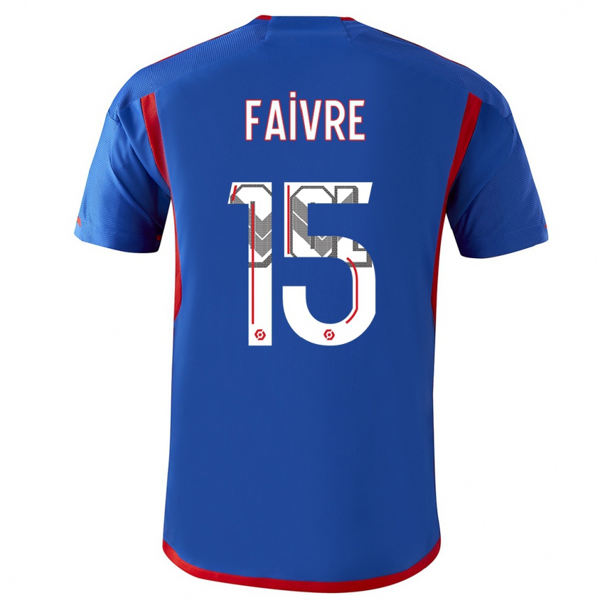Damen Fußball Romain Faivre #15 Blau Rot Auswärtstrikot Trikot 2023/24 T-Shirt Luxemburg
