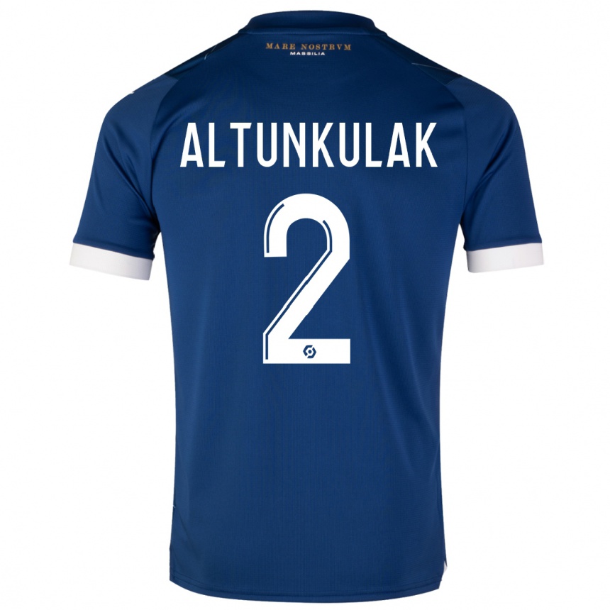 Damen Fußball Selen Altunkulak #2 Dunkelblau Auswärtstrikot Trikot 2023/24 T-Shirt Luxemburg