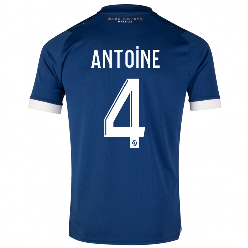 Damen Fußball Maud Antoine #4 Dunkelblau Auswärtstrikot Trikot 2023/24 T-Shirt Luxemburg