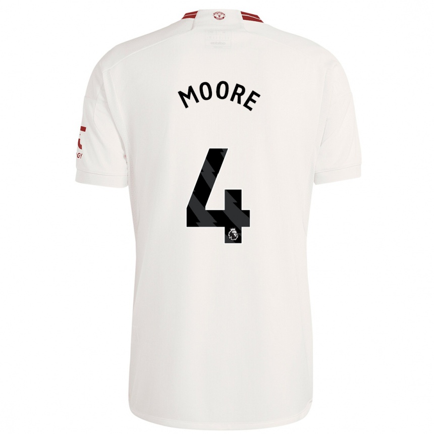 Damen Fußball Jade Moore #4 Weiß Ausweichtrikot Trikot 2023/24 T-Shirt Luxemburg